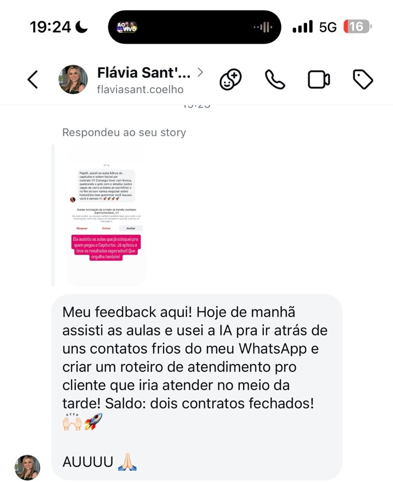 Feedback Flávia Sant'Coelho - dois contratos fechados