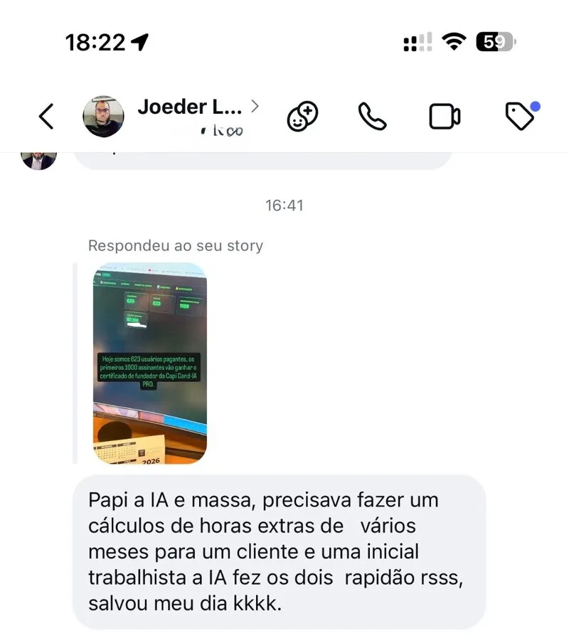 Depoimento de advogado usando a Capi