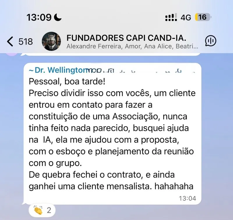 Depoimento de advogado usando a Capi